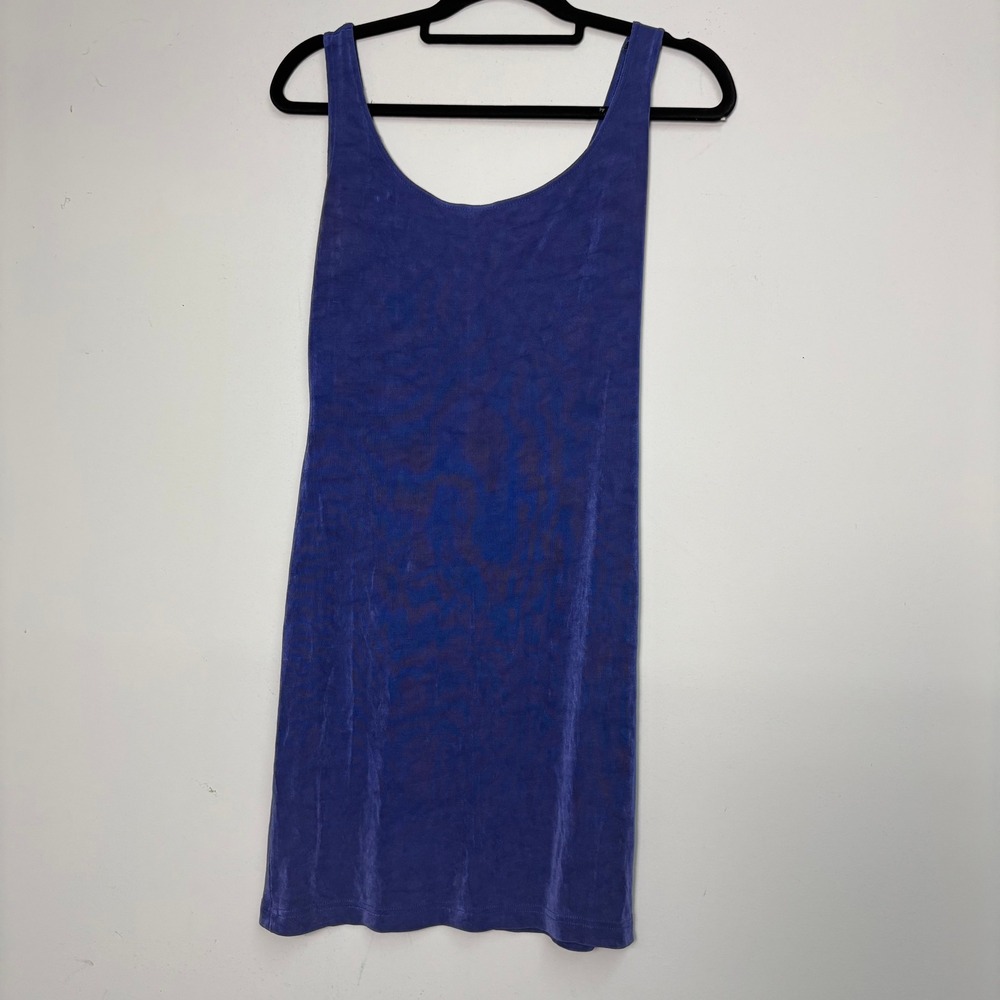 Filigree Ltd Vintage 90s Blue Slinky Bodycon Mini Dress Scoop Back Size 10 USA